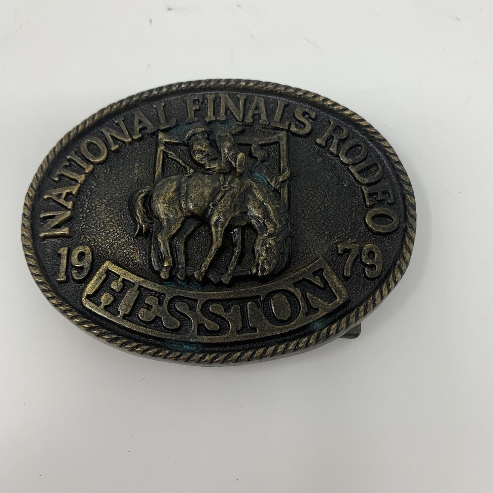 Vintage National Finals Rodeo Hat Cowboy Snap Back Bronze Western Hesston 1979